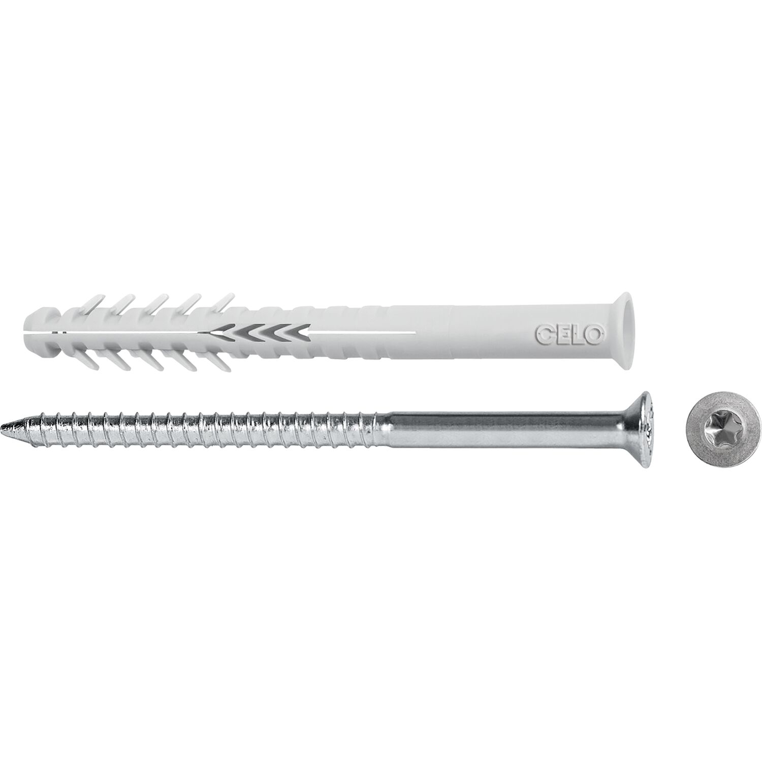 CELO Hohlblockrahmendübel HBR 10x115 TX mit Senkholzschraube Torx - Nylon/Stahl (50 Stück)