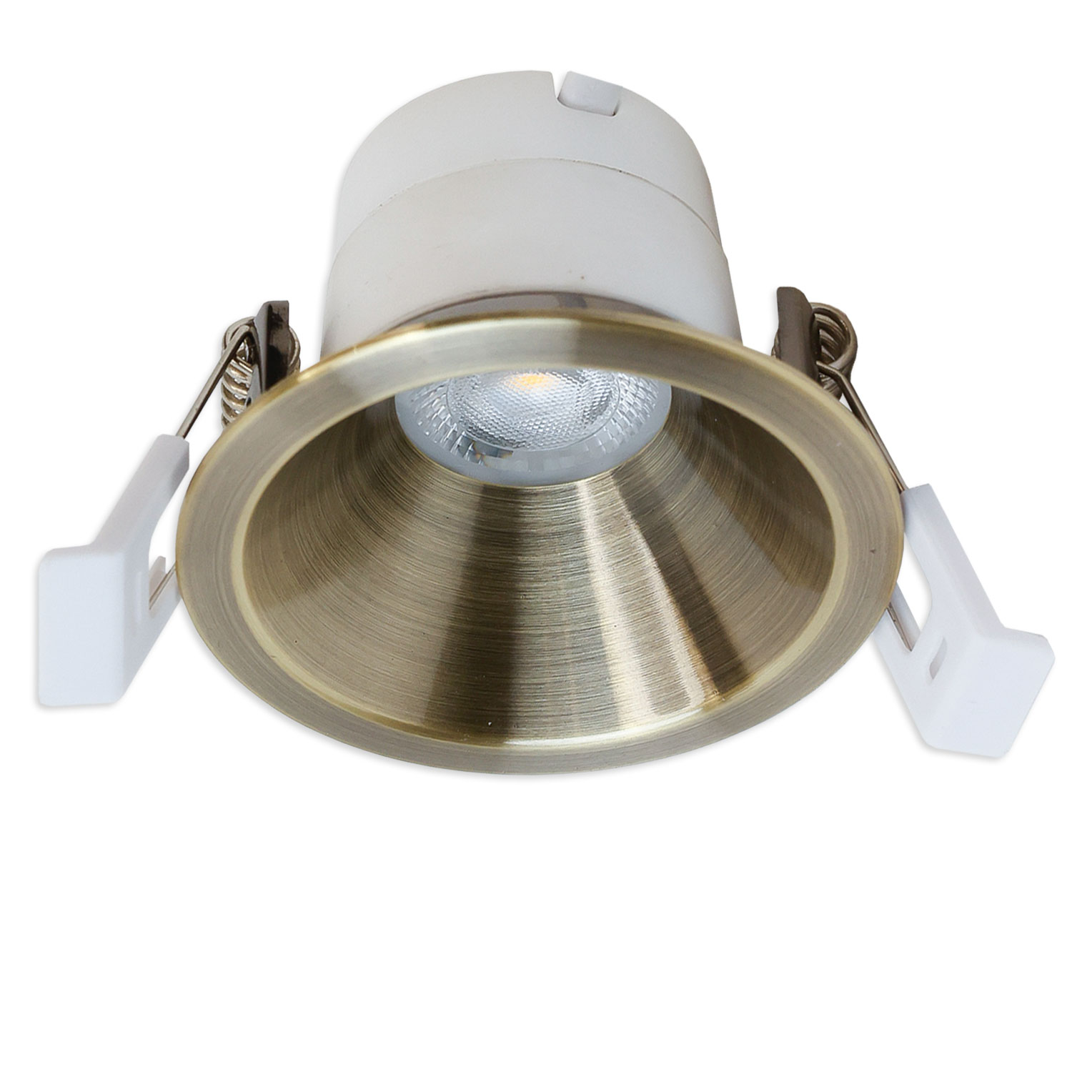 ISOLED LED Einbaustrahler BACK60 messing geb. rund 5W CRI90 3000K rückversetzt UGR