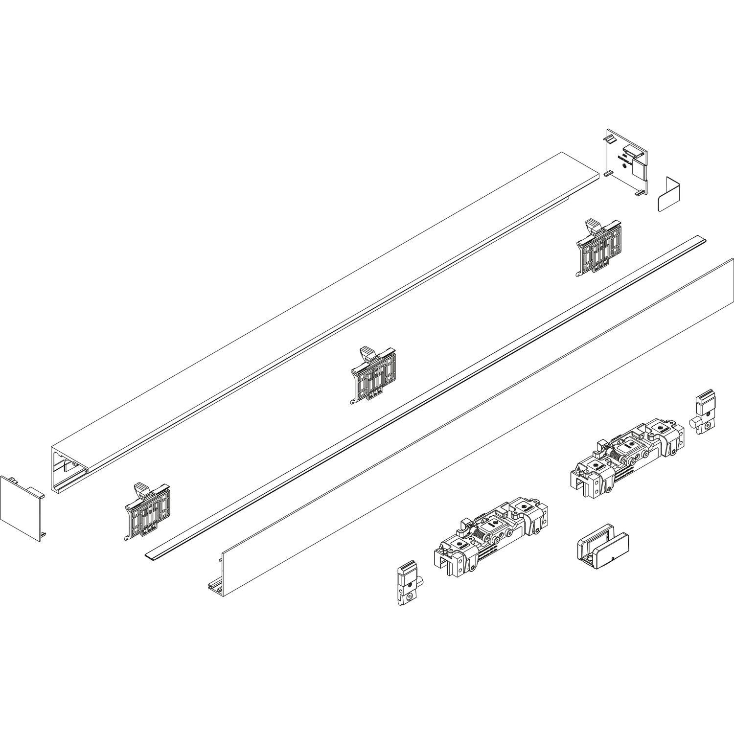 DORMA-GLAS Muto 80 Beschlagset Glas Wandmontage L=2880 mm silber