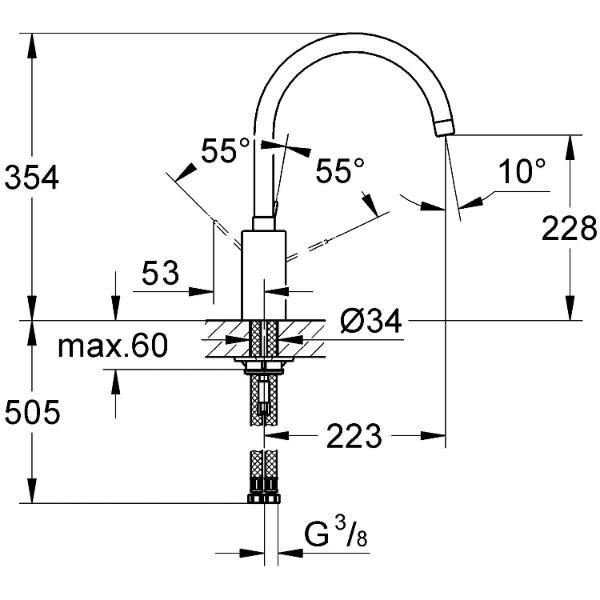 GROHE Küchenarmatur Via Cosmo 31180000 drucklos Chrom