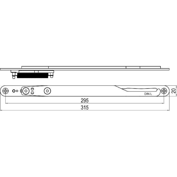 IMH-ABS Mitnehmerhaken GF UNI 20 V Gr.2, 315 x 20 mm,schwarz verzinkt,DIN links