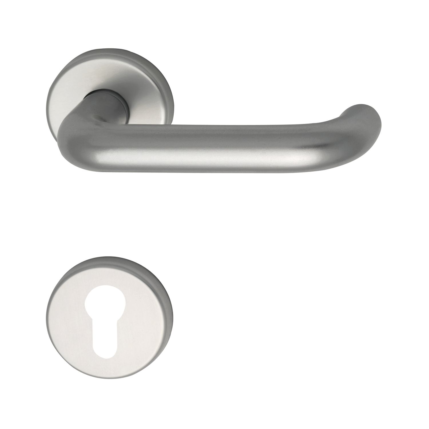 Drückergarnitur WG 1700L - auf Rosette PZ, 38 - 43, silber eloxiert