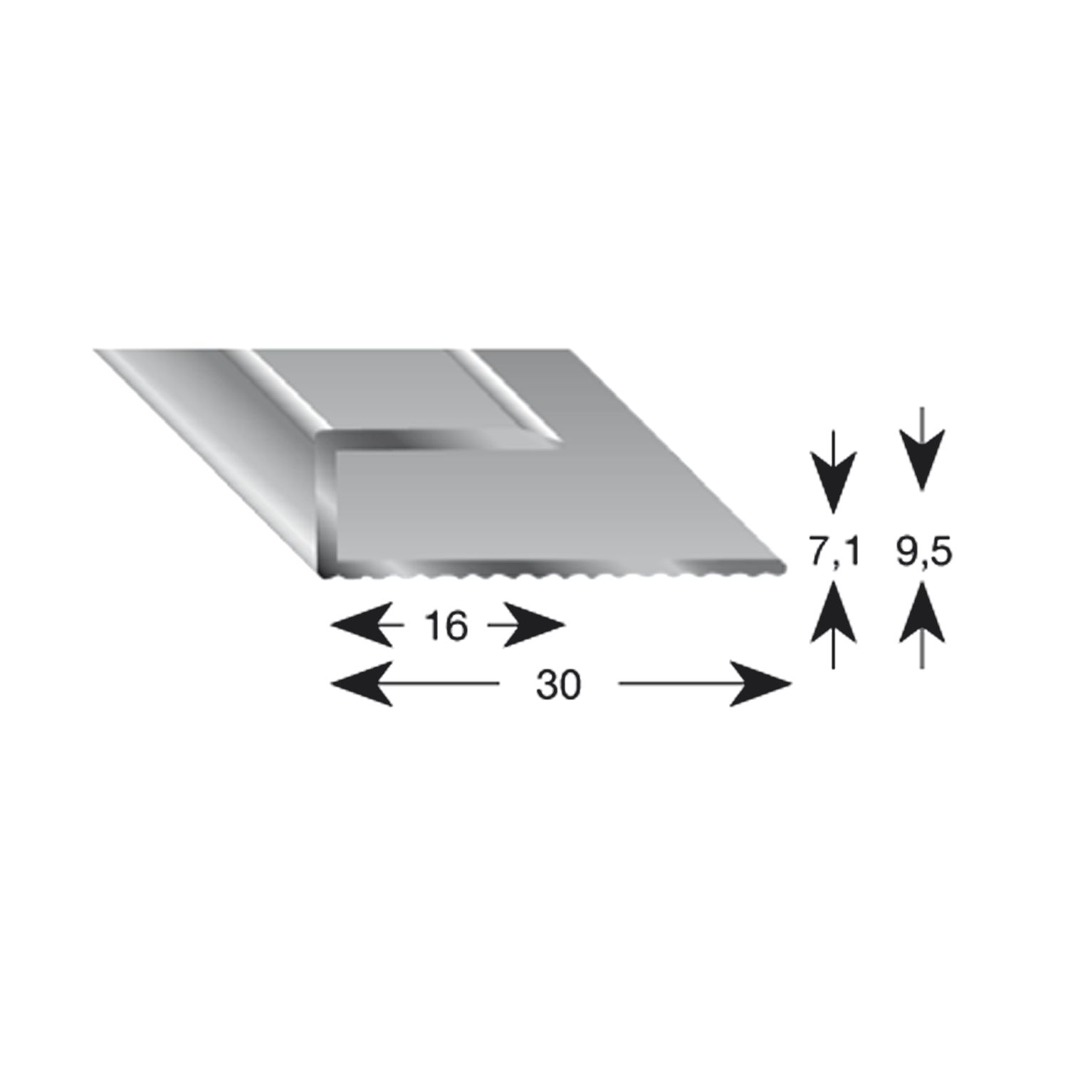 Kügele Gleitabschlussprofil U Alu silber eloxiert 7/1000 mm