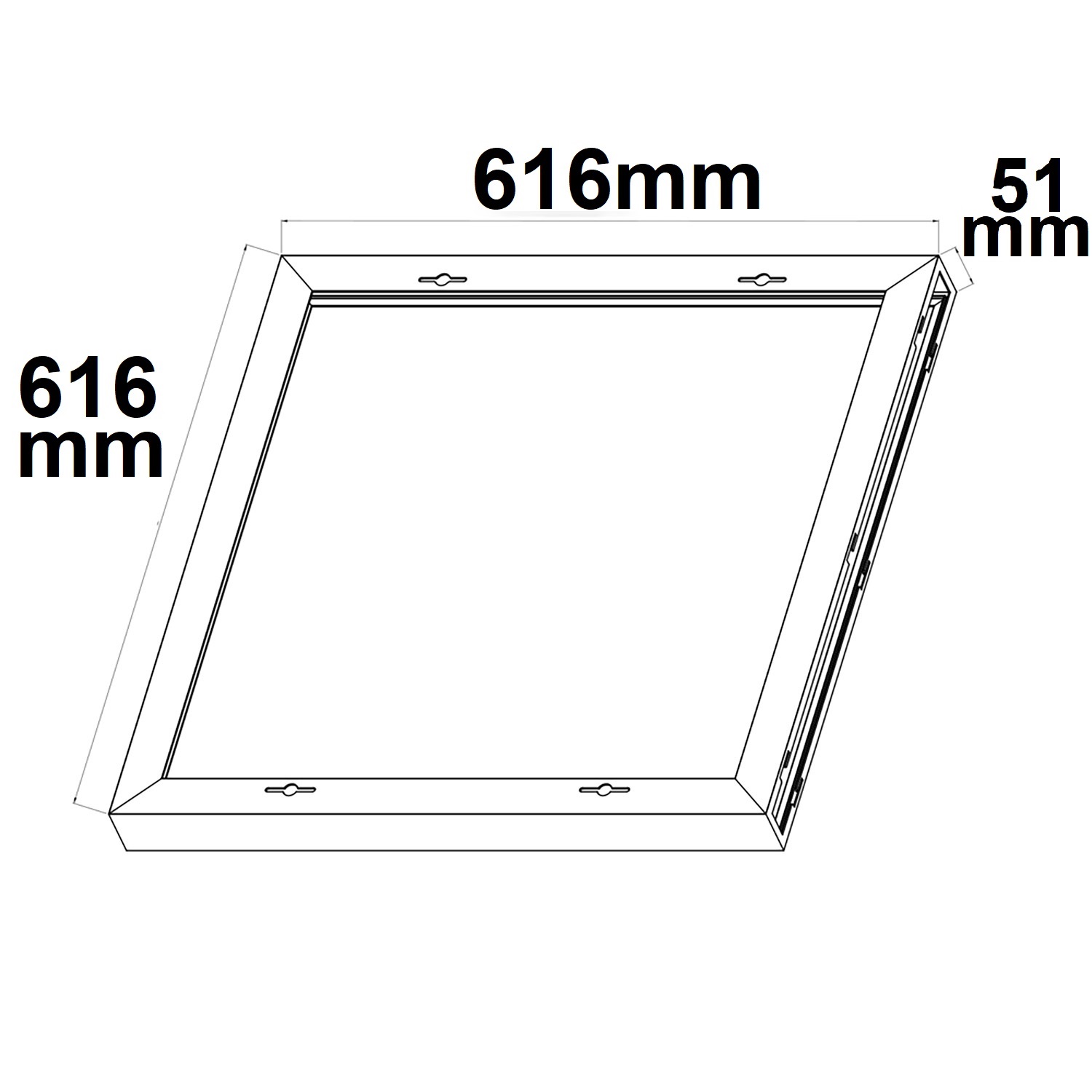 ISOLED Aufbaurahmen weiß RAL 9016 Höhe 5cm für LED Panels 600x600 vormontiert zur Schnellmontage