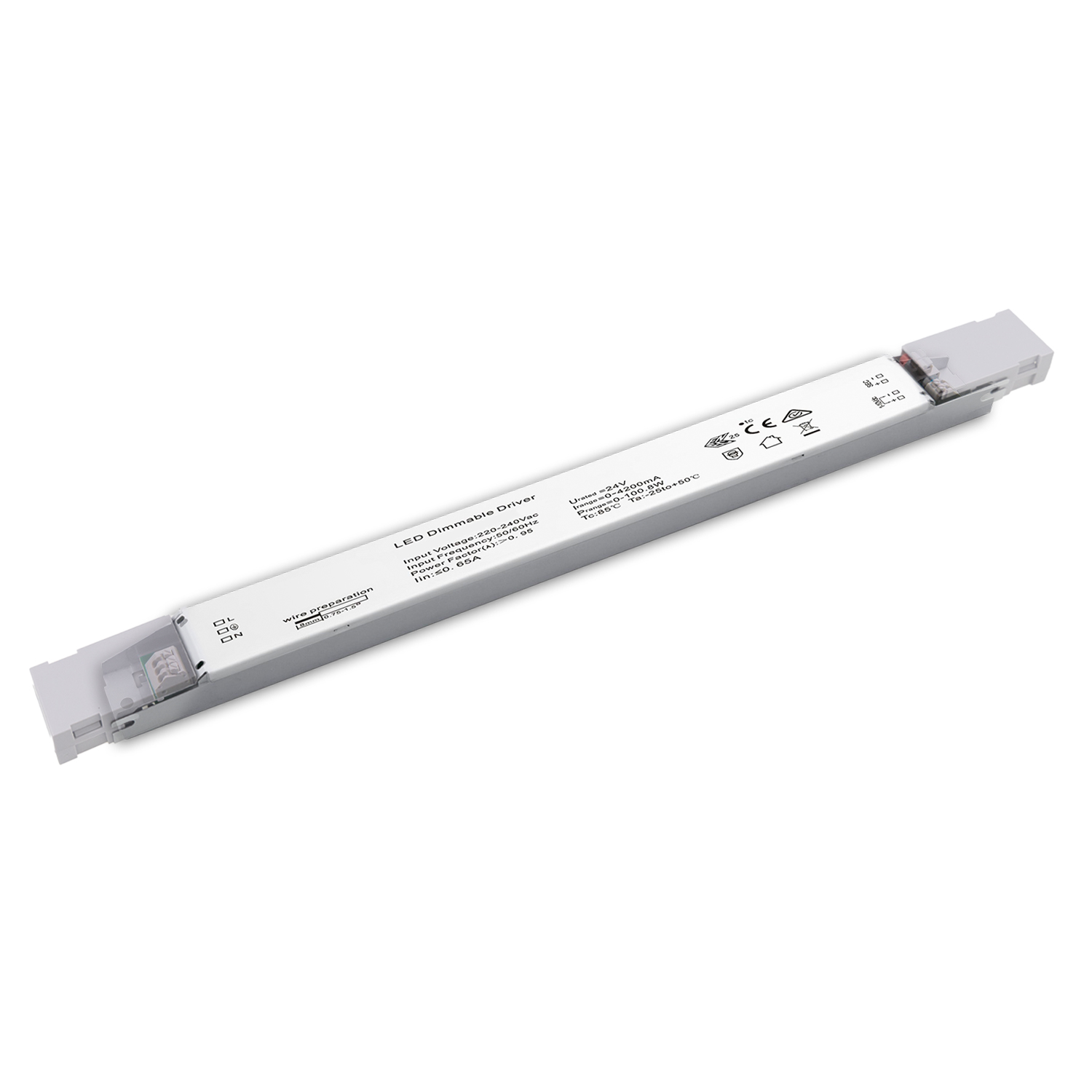 ISOLED LED PWM-Leuchten-Trafo 24V/DC 0-100W 1-10V dimmbar SELV flach schmal