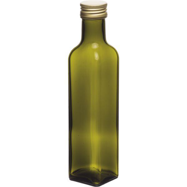 "Maraska" Flasche mit Schraubverschluss, 4-Kant, grün, Inhalt: 0,25 Liter (6 Stück)