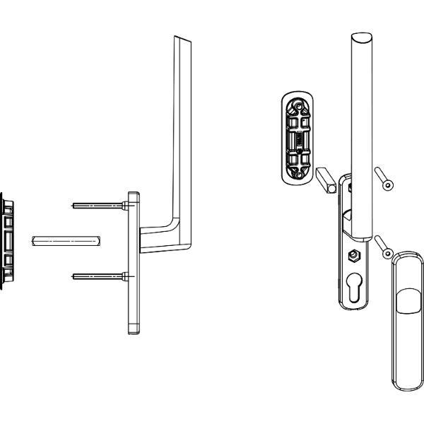 Maco #103639 HS Griffgarnitur 12 innen Türstärke 69-78mm Alu titan eloxiert