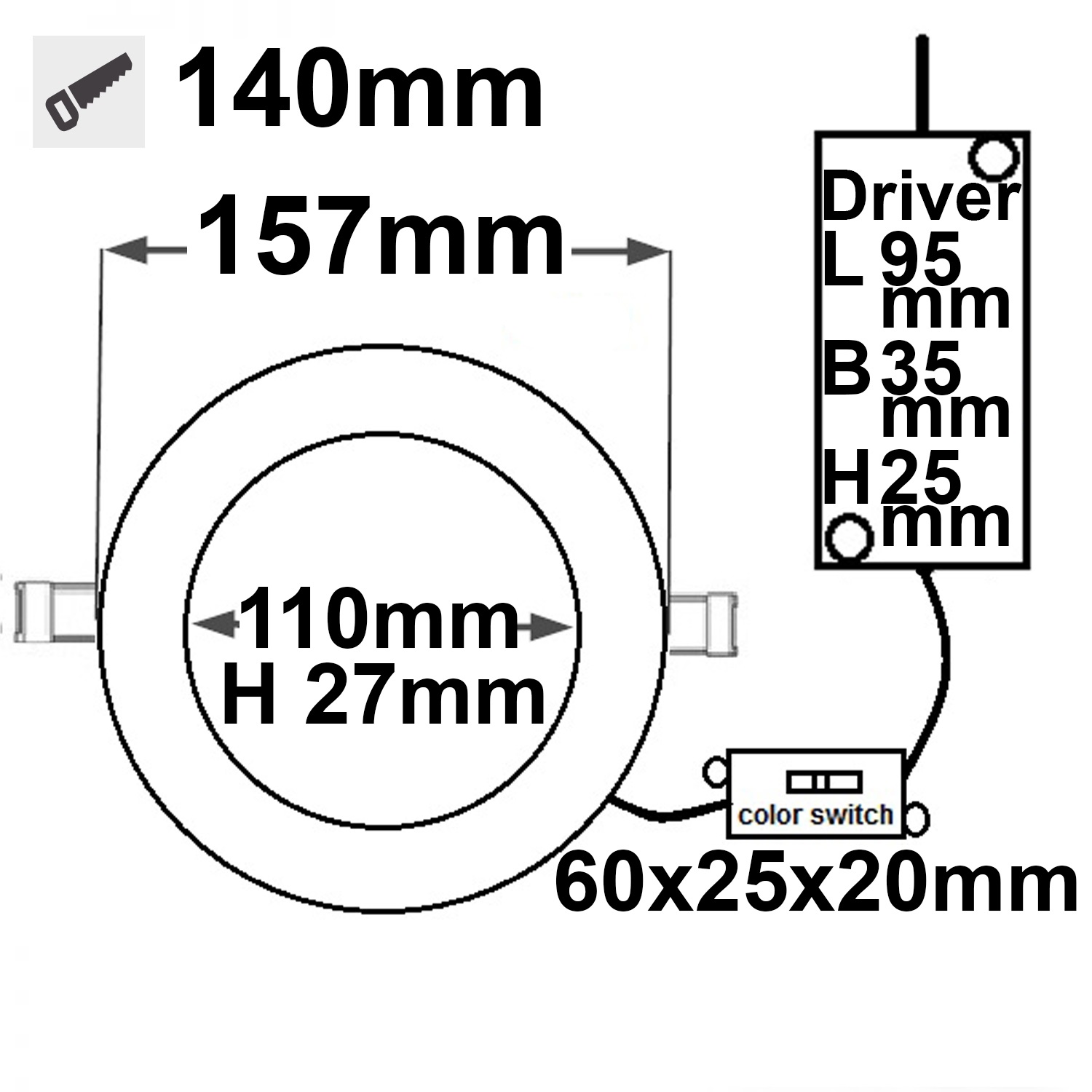 ISOLED LED Downlight 15W ultraflach ColorSwitch 2600|3100|4000K dimmbar