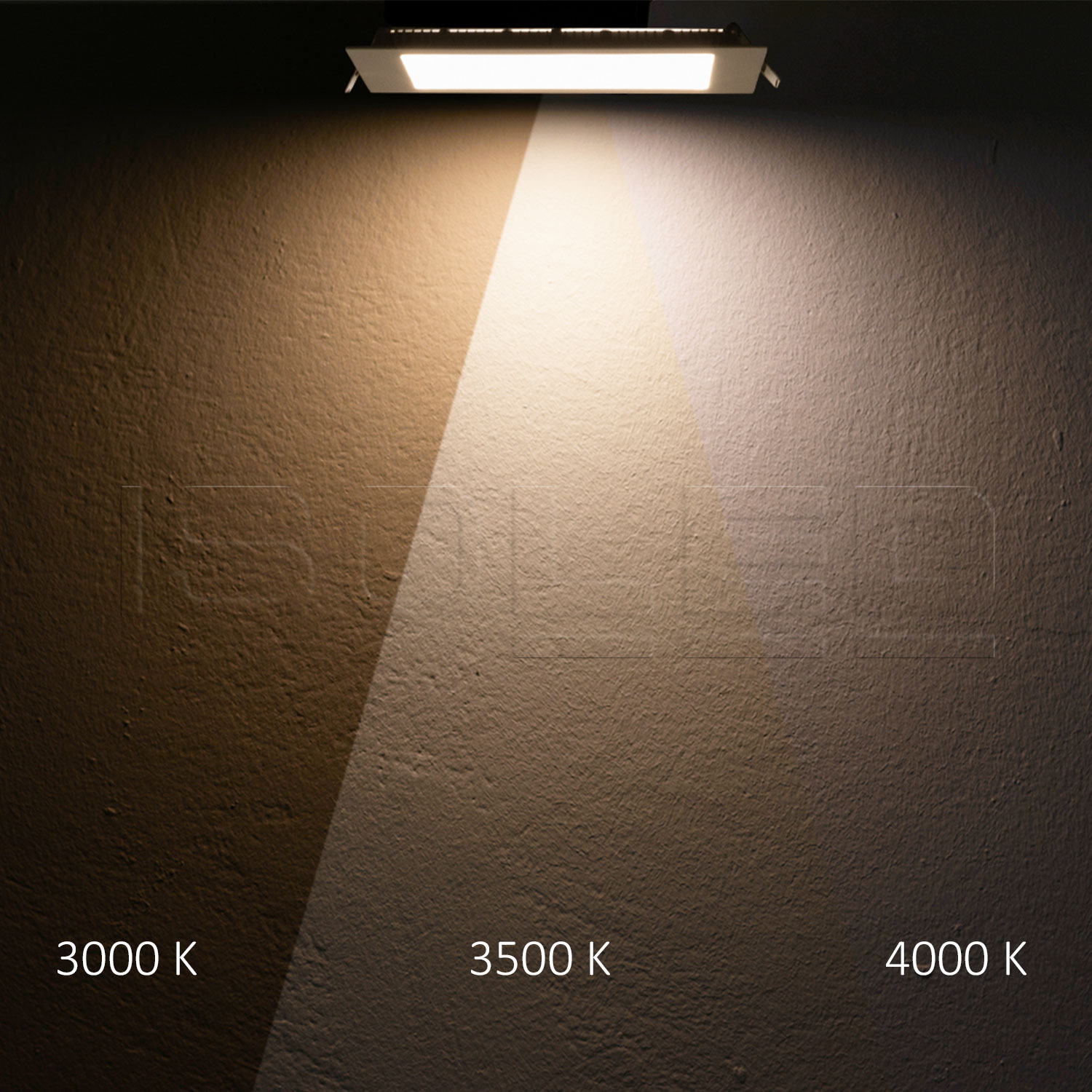 ISOLED LED Downlight 24W eckig ultraflach weiß 300x300mm ColorSwitch 3000|3500|4000K dimmbar