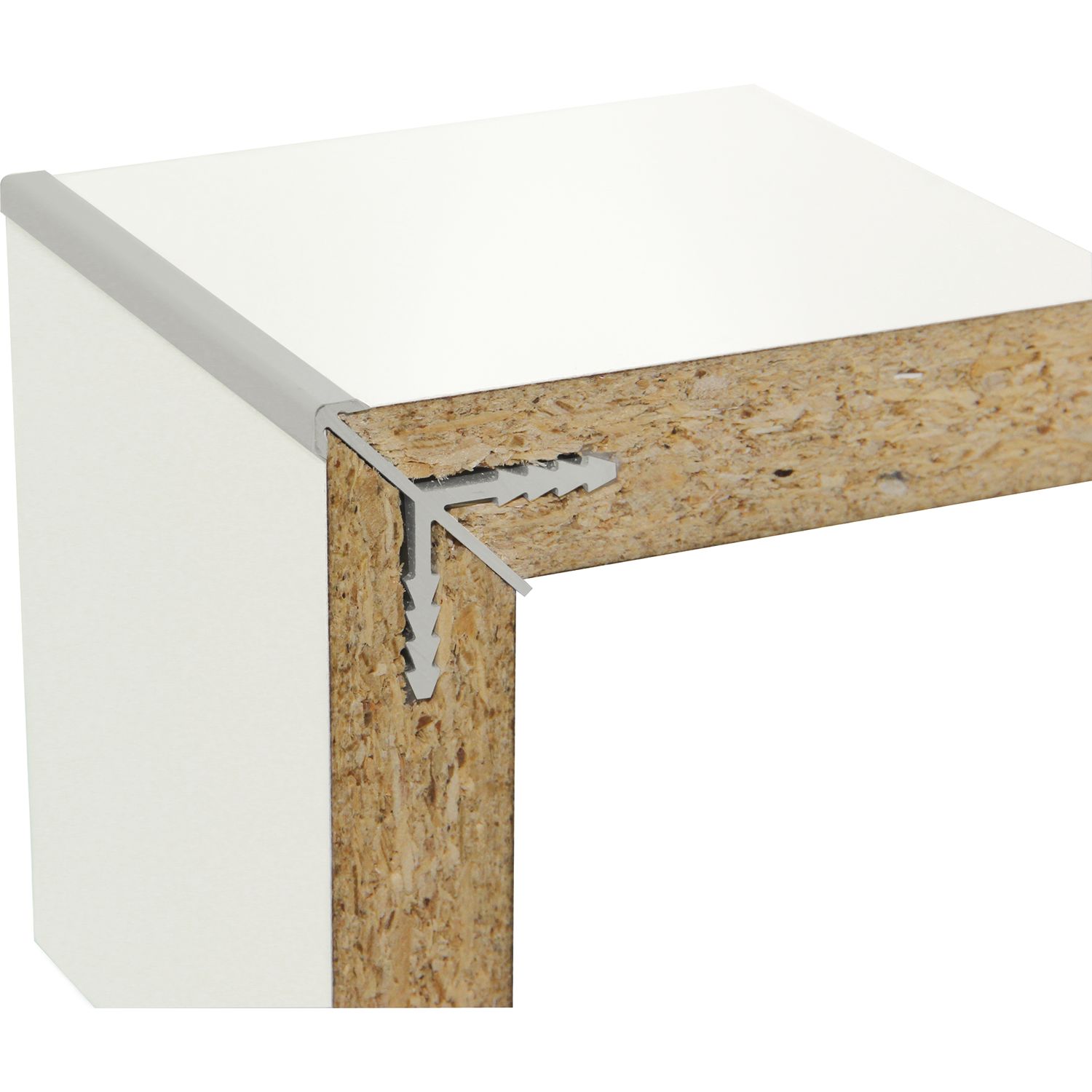 SCHÜCO Korpus-Eckverbinderprofil 5000 mm für Holzstärke 19 mm, Edelstahl Effekt