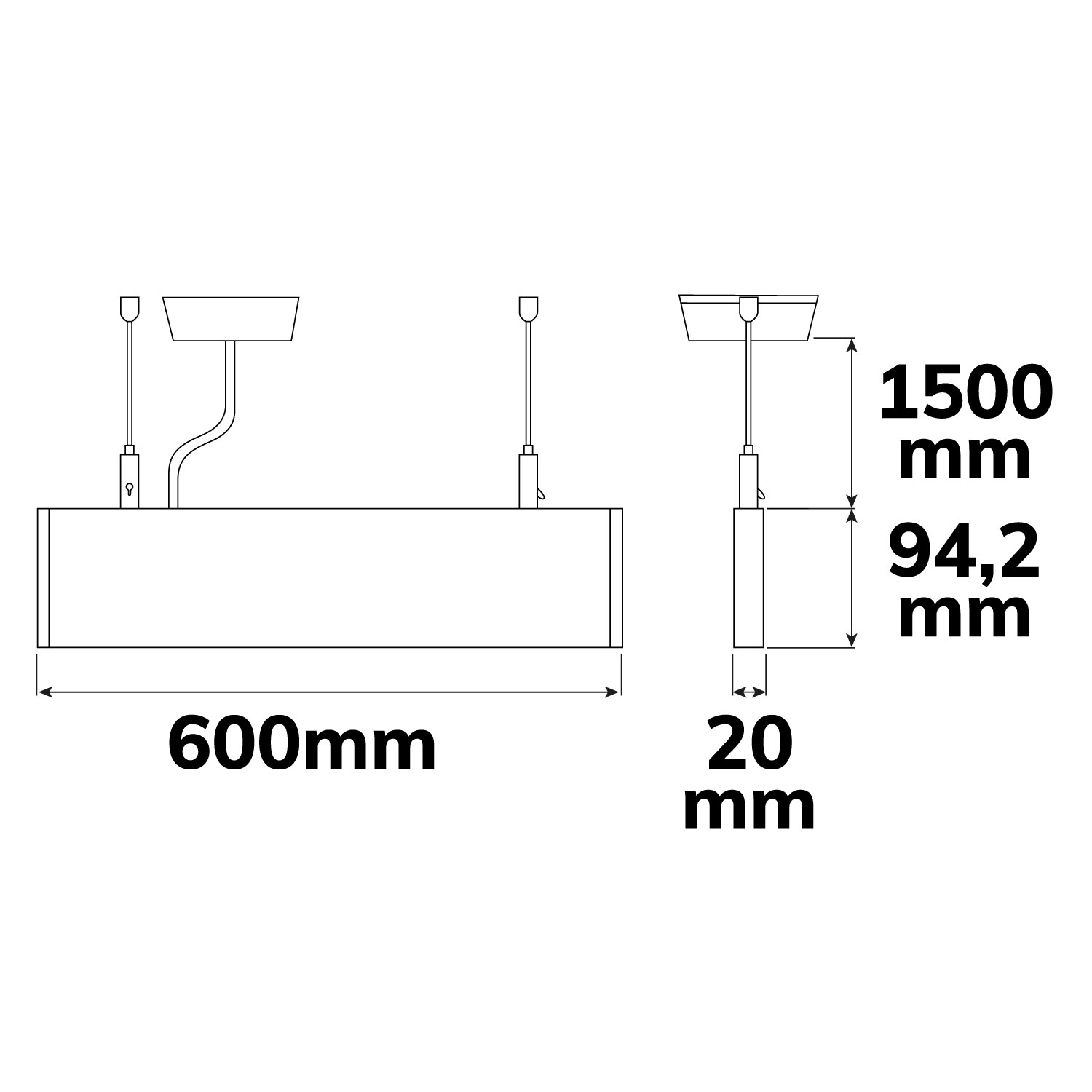 ISOLED LED Hängeleuchte Linear Up&Down 600 25W prismatisch linear- u. 90° verbindbar weiß warmweiß
