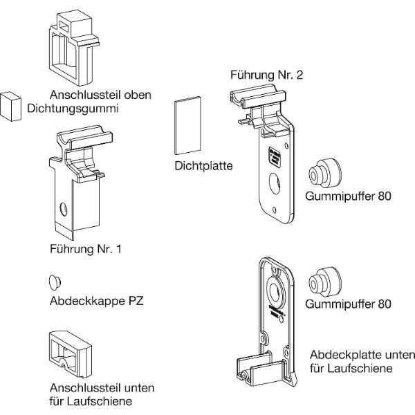 GU HS Zubehör-Beutel Führungsschiene P1850 Laufschiene Höhe 5 mm grau