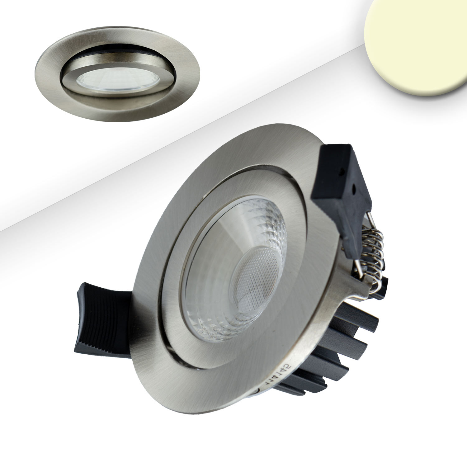 ISOLED LED Einbaustrahler silber 8W 36° rund warmweiß IP65 dimmbar